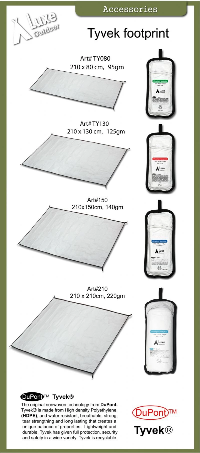 Luxe Outdoor Tyvek Ultralight Footprint 210 X 130 Cm 4 Luxe Outdoor Tyvek Ultralight Footprint 210 X 130 Cm – Image 2